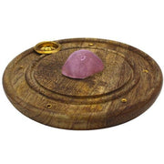 Rose Quartz Mango Wood Incense Holder
