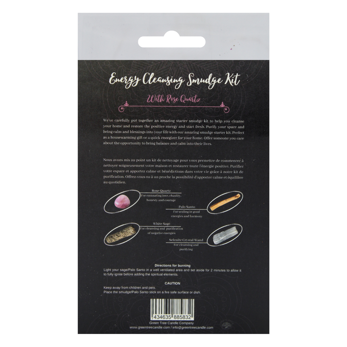 Energy Cleansing Smudge Kits w/ Rose Quartz
