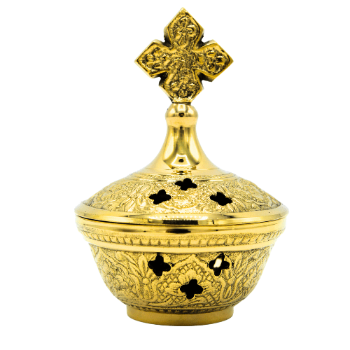 Incense Burner and Tong  Brass (6 cm) Set of 2