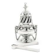 Incense Burner Cup and Tong Nickel ( 15 cm )