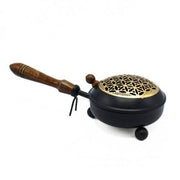 Iron Incense Pan Flower of Life with Mango Wood Handle