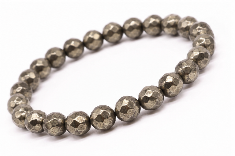 Pyrite Faceted Beads Bracelet 6mm - Peru