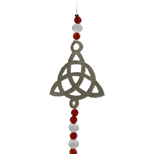 Suncatcher Hanging Red Beads Triquetra