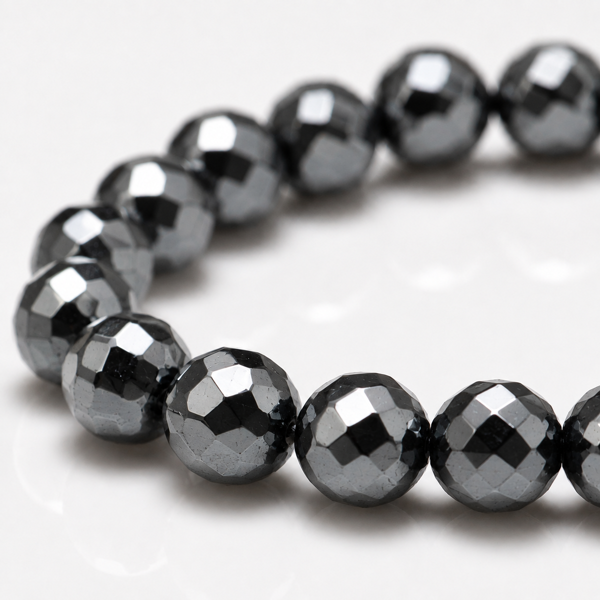 Hematite Faceted Beads Bracelet 8mm - Brazil
