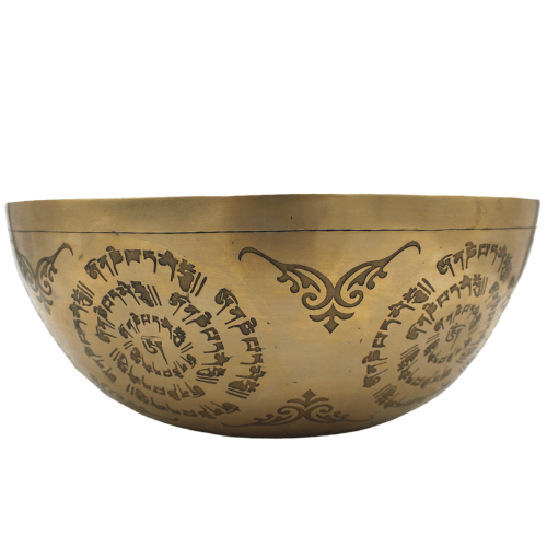 Silver buddha singing Bowl 25 cm fine engraved