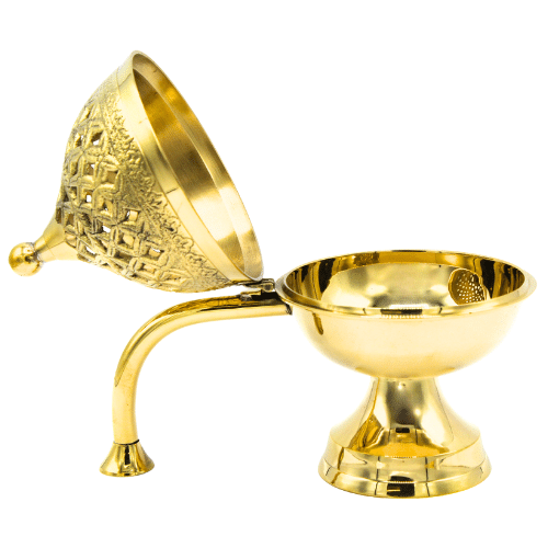 Incense Burner and Tong  Brass ( 12 cm )