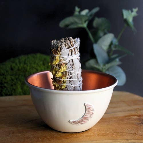 Sage Bowl Crescent Moon Ivory & Copper