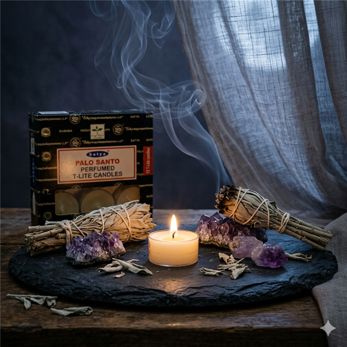 Satya Palo Santo  T- Lite Candle 14 Gms x 12 pcs