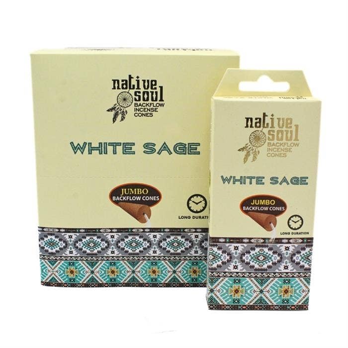 Native Soul Jumbo Backflow Cones White Sage