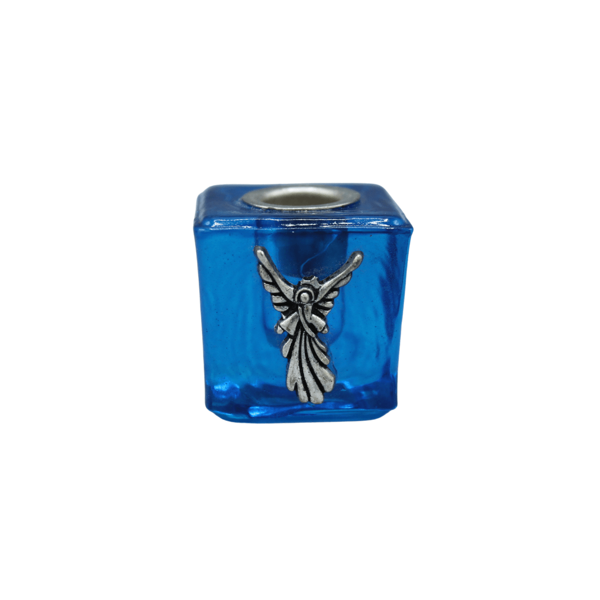 GLASS CUBE MINI CANDLE HOLDER- TURQUOISE-METATRON