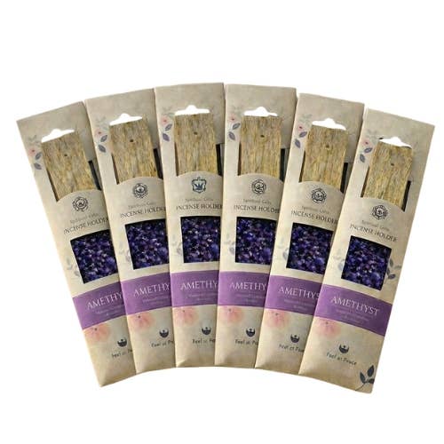 Mango Wood Amethyst Incense Holder (Set of 6)