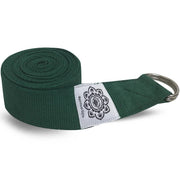 Green Cotton Yoga 8 ft. strap with wrapped 1.5 D ring