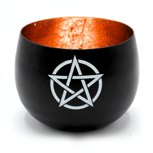 Tealight Holder Pentagram Black & Copper