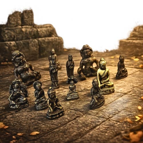 Brass Mini Buddhism Statue Mix - (12 pcs)