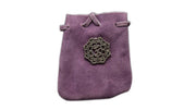Suede Pouch - Purple With Chakra Symbol  3.25X2.75"