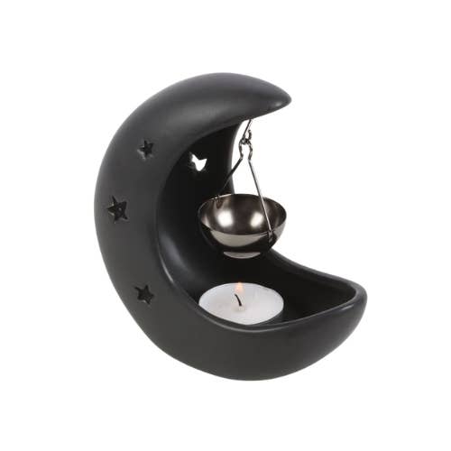 Black Crescent Moon Hanging Oil Burner