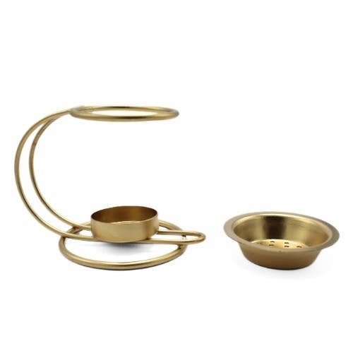 Iron Incense Grain Burner - Gold Finish, 8x12 cm