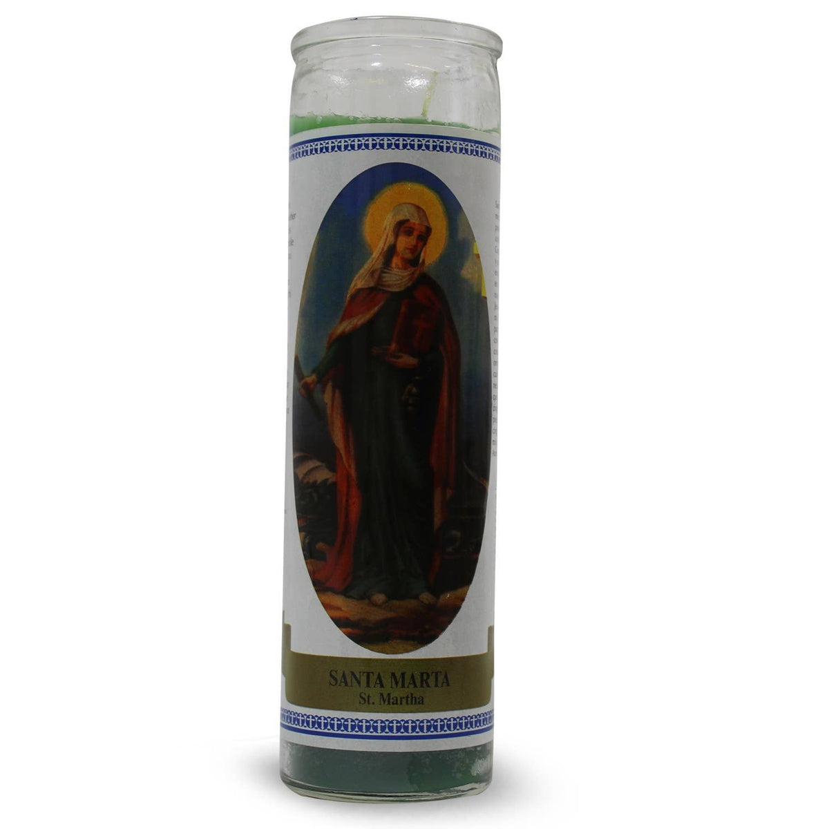 St. Martha Green wax'8 labelled Candle