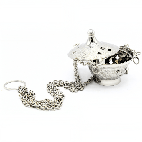 Incense Burner and Tong Nickel (8 cm) Set of 2