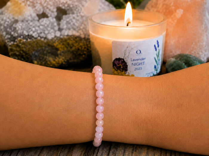 Rose Quartz Faceted Beads Bracelet 6mm - Madagascar