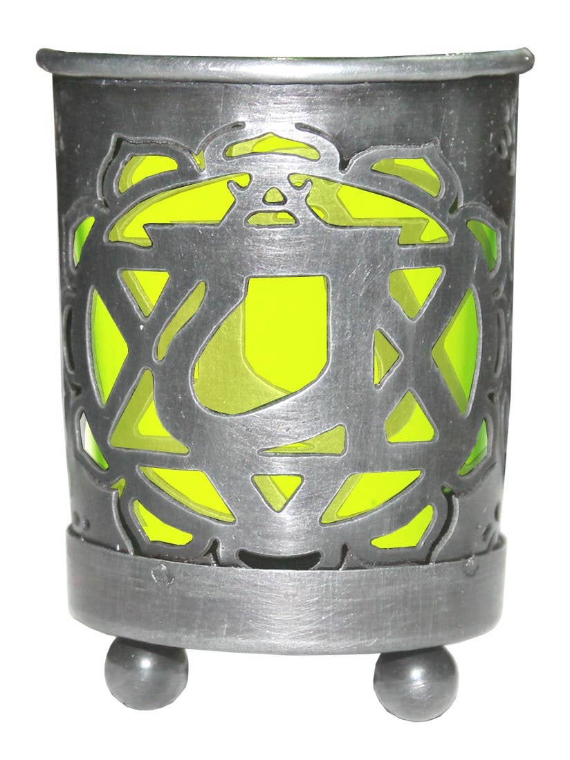 Chakra Votive Holder Green Glass Insert - Heart