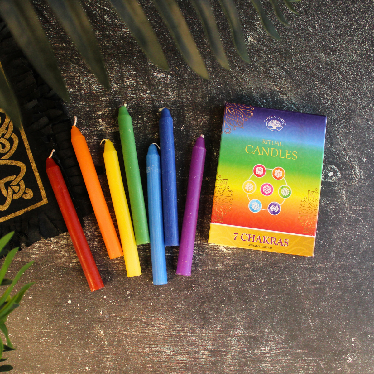 Green Tree Ritual candles 7 chakra 7 pack