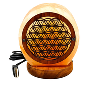 USB Himalayan Salt Lamp Flower of Life 1kg