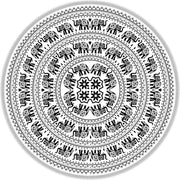 Round Cotton Tapestry 72" ELEPHANT (black & white)