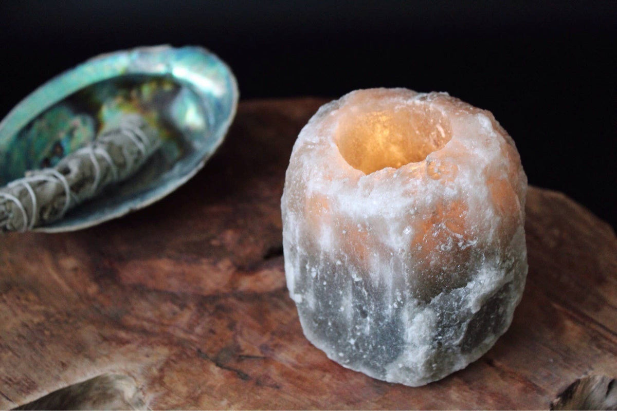 Himalayan Salt Tealight Holder Black
