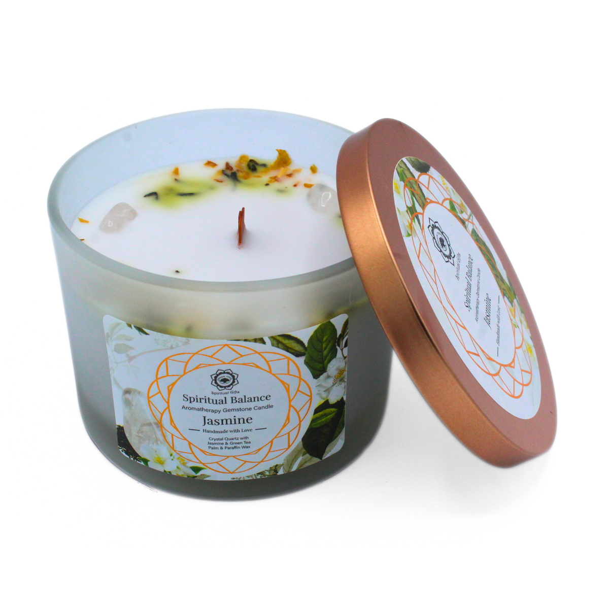 Green Tree Gemstone Candle Spiritual Balance Jasmine 256g