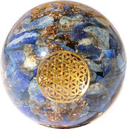 ORGONITE SPHERE LAPIS INSIDE WITH FLOWER OF LIFE