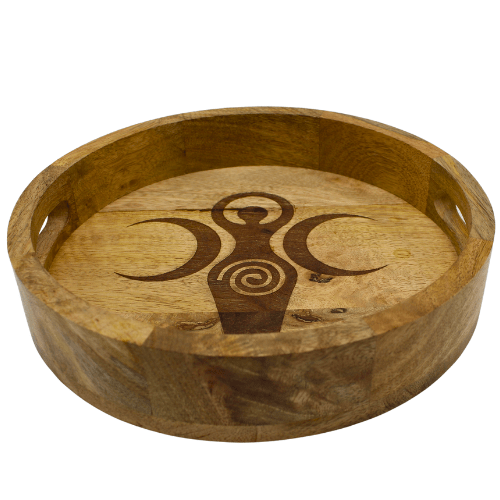 Mango Wood Tray Spiral & Crescent Moons
