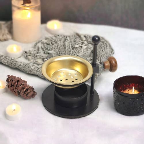 Iron Height Adjustable Incense Burner Black 9x7.5 cm
