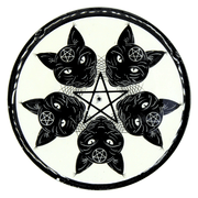 Coaster & Incense Holder - Cat & Pentagram 2 pcs.