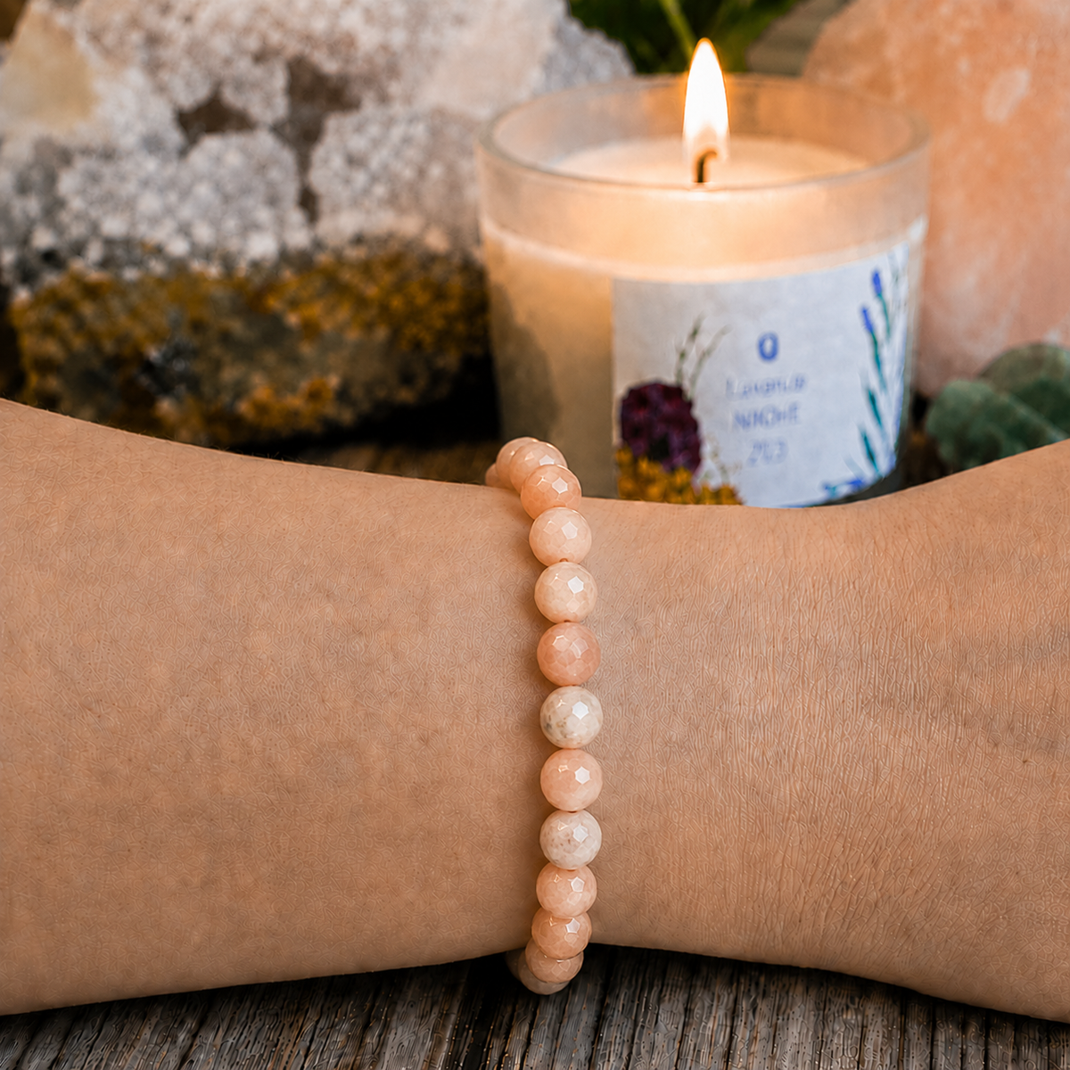 Sunstone Faceted Beads Bracelet 6mm - Tanzania
