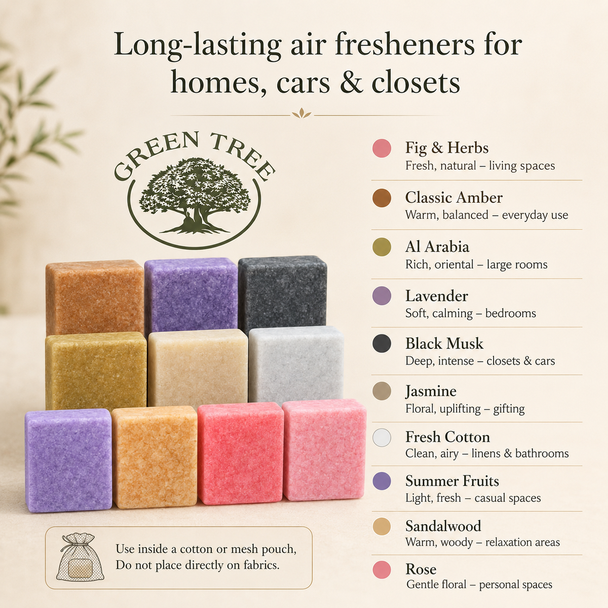 Green Tree Amber Fragrance Block Jasmine set 6 pcs