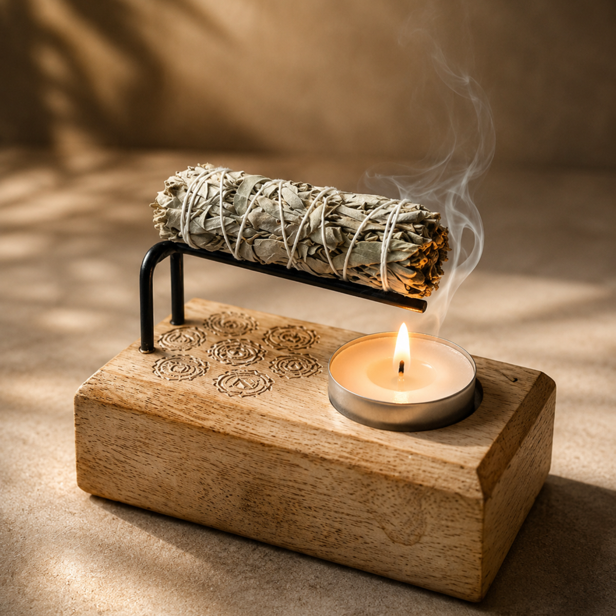 Mango Wood Palo Santo Holder 7 Chakras