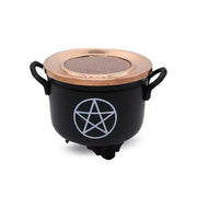 Black Cauldron Pentacle 10x11cm With Copper Lid