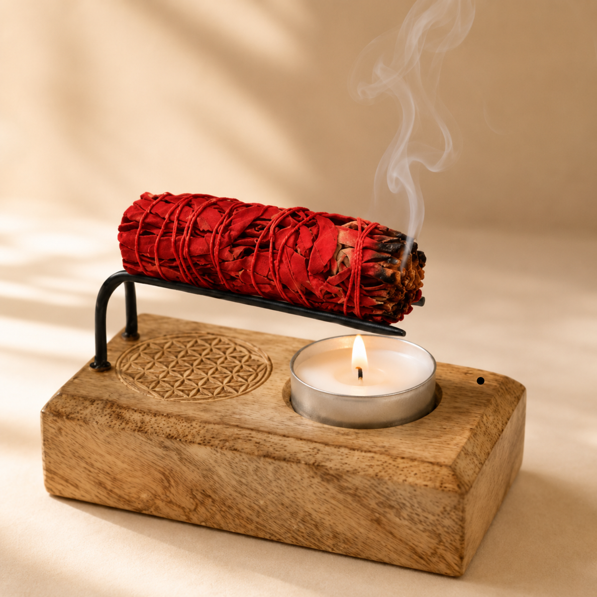 Mango Wood Palo Santo Holder Flower of Life