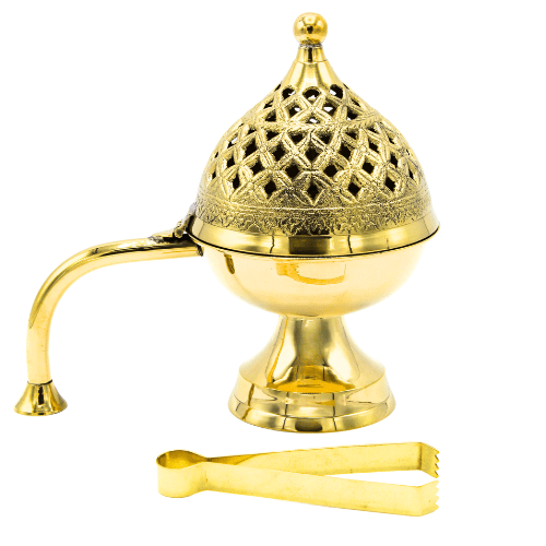 Incense Burner and Tong  Brass ( 12 cm )