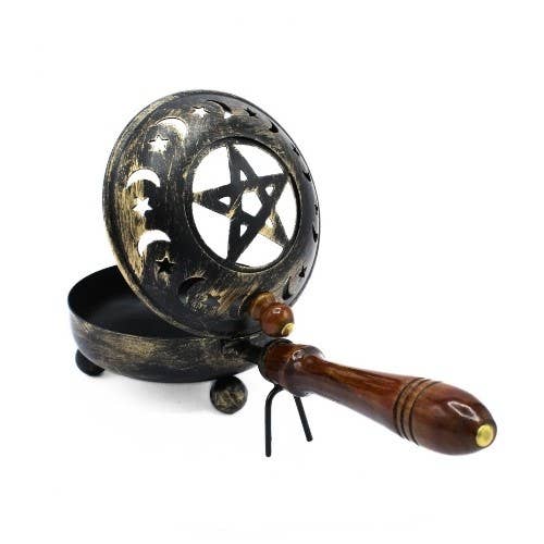 Iron Incense Pan Pentagram with Mango Wood Handle