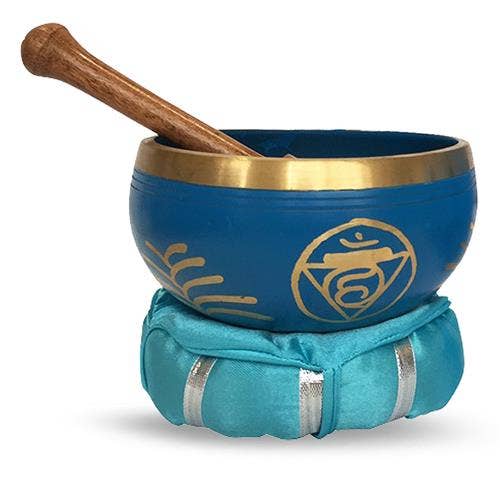 Brass Singing Bowl with stick & Cushion 10 cm Throat Chakra