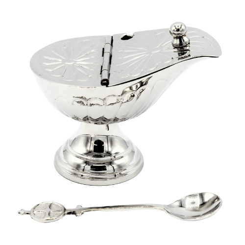 Incense Boat and Spoon Nickel ( 12 cm )