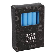 Pack of 12 Light Blue 'Peace' Spell Candles