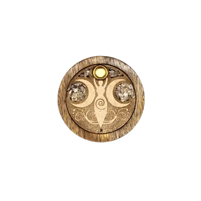 Incense Holder- Crescent Moons, Clear Quartz