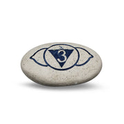 Pebble - Engraved River Stone 6th Chakra Blue