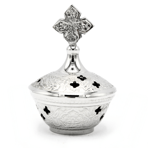 Incense Burner and Tong  Nickel (6 cm) Set of 2