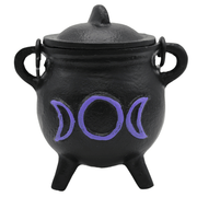 Cast Iron Cauldron Triple Moon Black & Purple