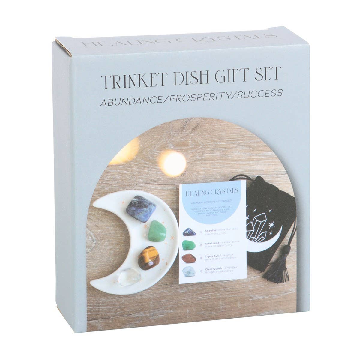 Success Healing Crystal Set With Moon Trinket Dish