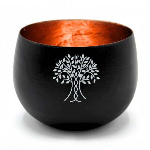 Tealight Holder Tree Of Life Black & Copper